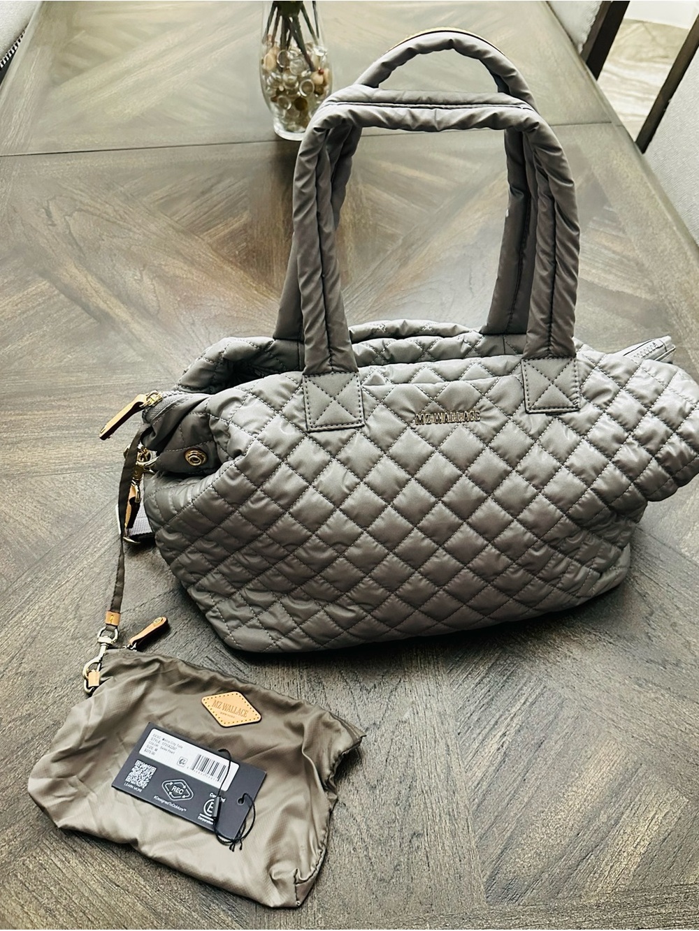 MZ Wallace medium metro city tote in sable pearl